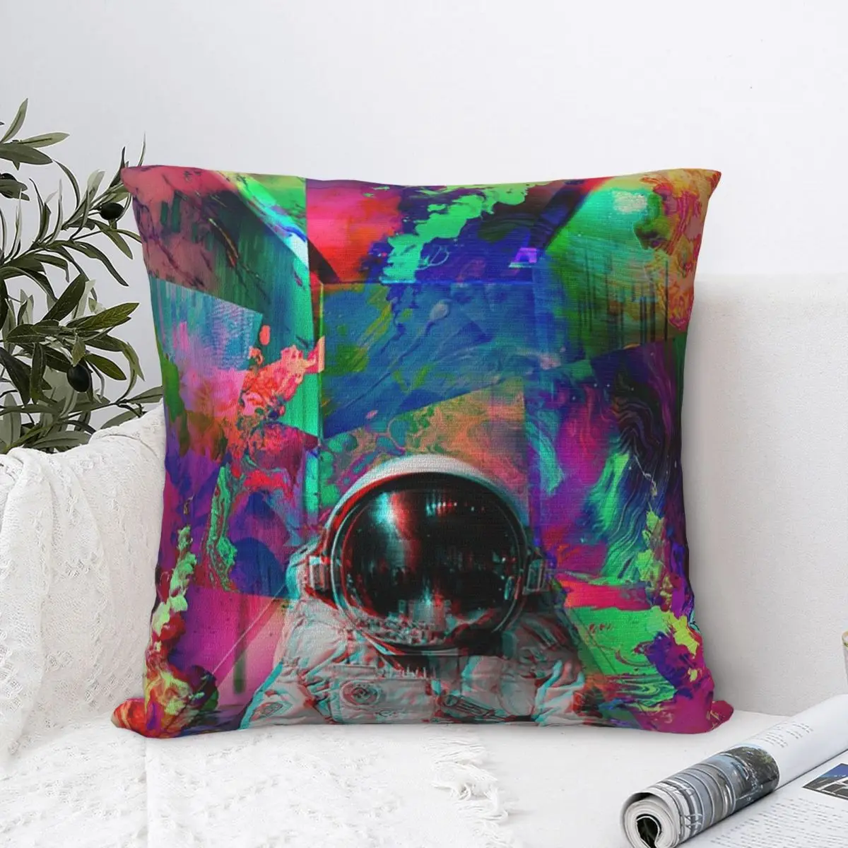 Tripping Space Man Pillowcase Polyester Cushion Comfort Throw Pillow Sofa Decorative Cushions Used for Home Bedroom Living Room