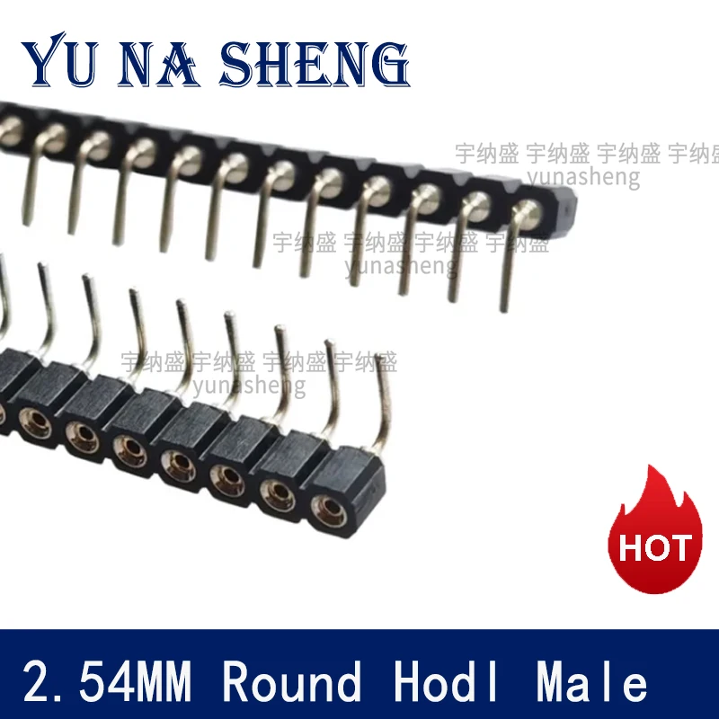 10PCS 2.54mm Round Hole Single Row Right Angle 1X2/3/4/5/6/7/8/10-40P  1x40p  RA  PCB  TIN Female Male Gold Pin Header Socket