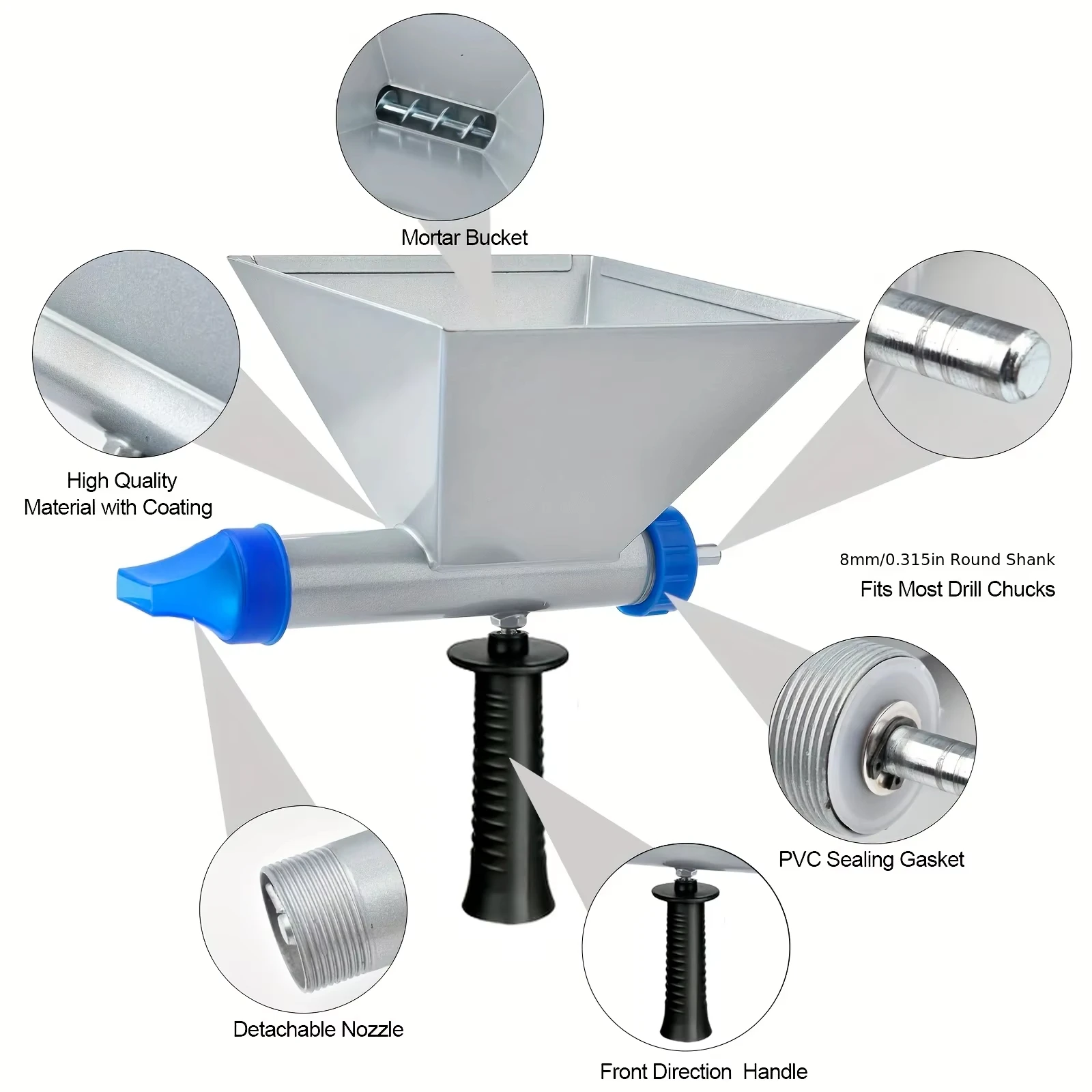 Professional Cement Grouting Machine Pointing Grouting Machine Grouting Mortar Sprayer Caulking Gun with 5 Nozzles for Spraying