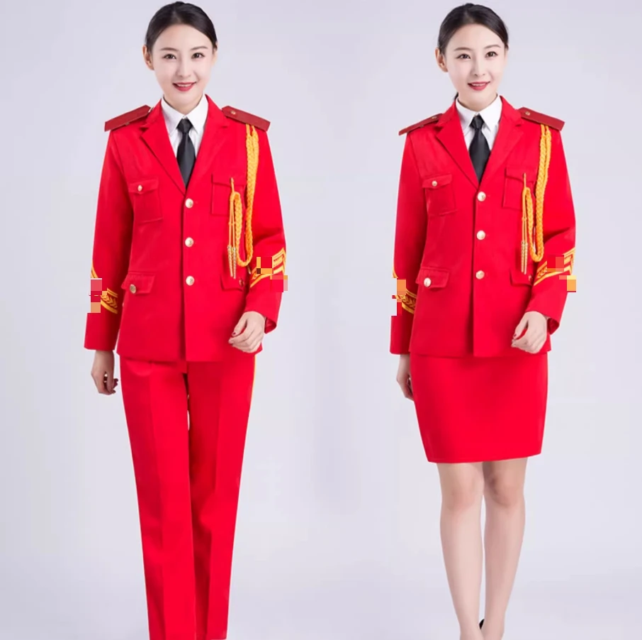 Student National Flag Raising Uniform Flag Color Guard Raiser Clothing Ceremonial Band Choir Hat + Coat + Pants or Skirt CT050