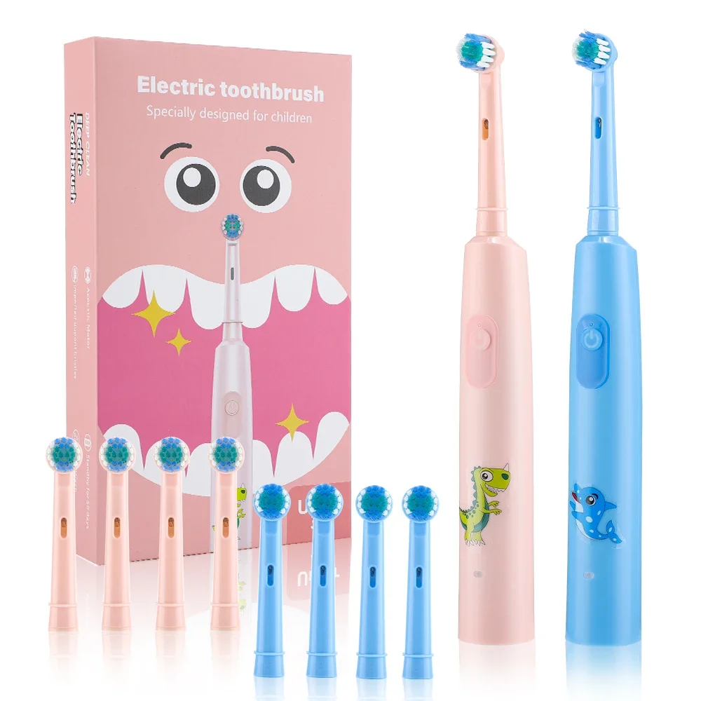 

Children Round Rotating Toothbrush Colorful Cartoon Kids Rechargeable Waterproof With Soft Brush