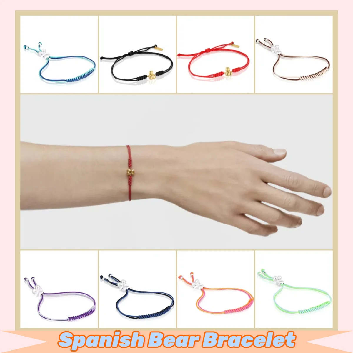 Pulsera de oso español de diseño clásico de plata S925, temperamento simple y moderno, adecuada para desplazamientos, tendencia, estilo TS