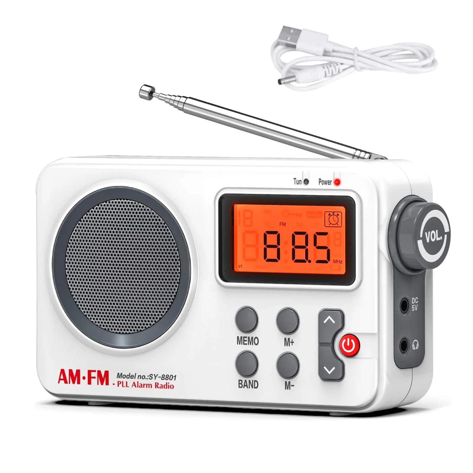 1Pc Portable AM/FM Dual Band PLL Alarm Radio With LED Display Soft Backlight Digital LCD Screen Clear Loud Audio Speaker Player