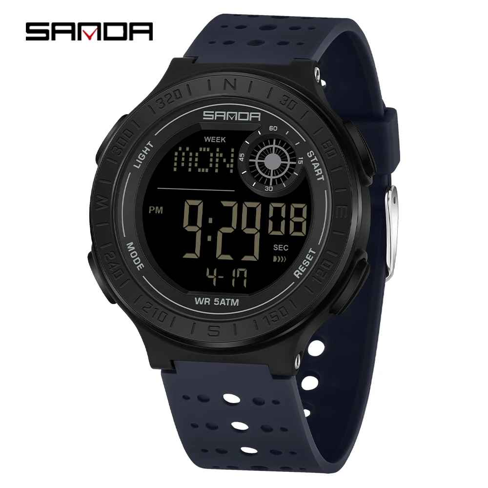 Fashion SANDA New 6337 Youth Electronic Watch Sports Multifunctional Waterproof LED Single Display Student Electronic Watch