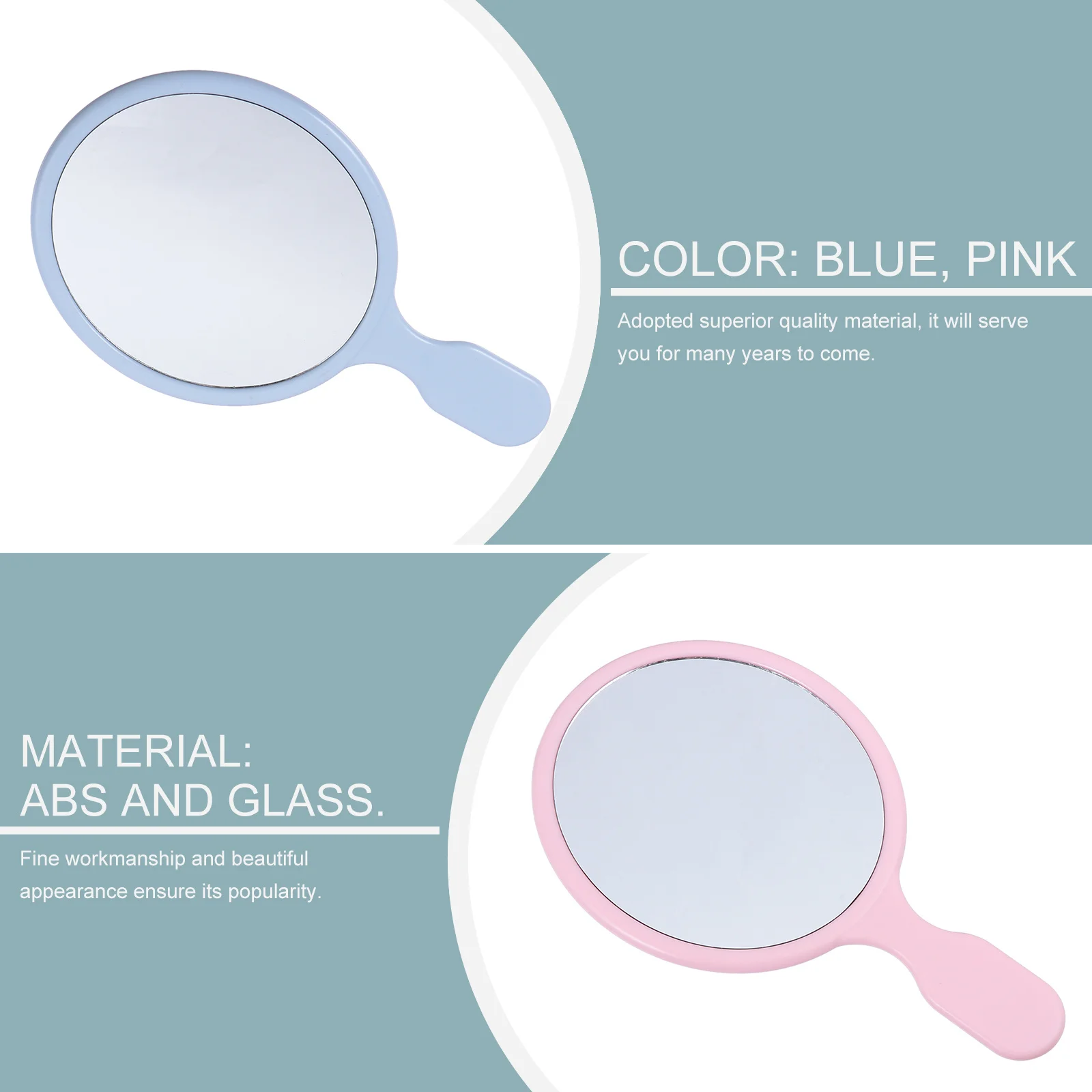 Specchi per trucco portatili da 2 pezzi Specchi semplici portatili Blu Rosa per specchio portatile da viaggio Vanity Specchio per trucco da donna