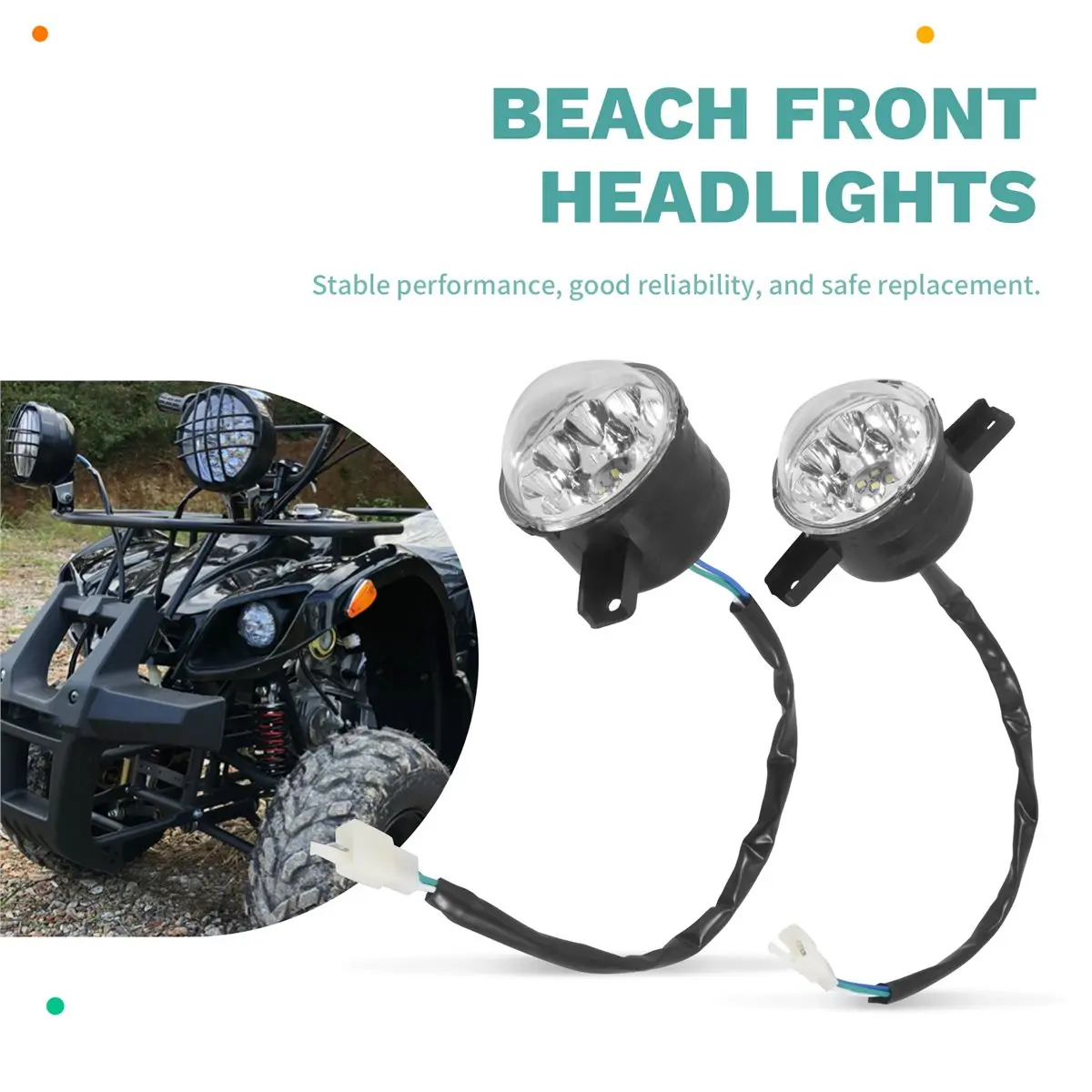 #68H (White)2Pcs 12V LED ATV Front Headlight 125Cc 150Cc 250Cc 300Cc Headlights,Automotive Parts & Accessories