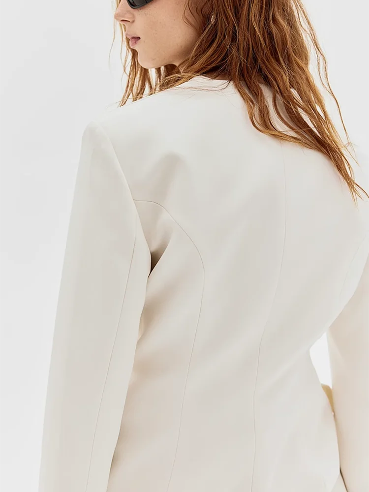 Spring New Arrival Women's Casual Long Sleeve Wrap Style Suit with Belt Simple Design Commute Style Pure Color 1270608