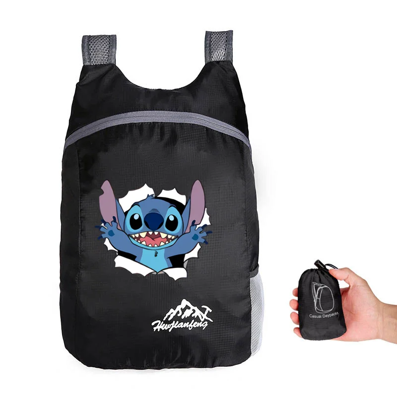 Disney lilo & stitch esporte ao ar livre viagem portátil dobrável mochila saco de armazenamento casual escalada sacos traseiros para homens mulheres softpack