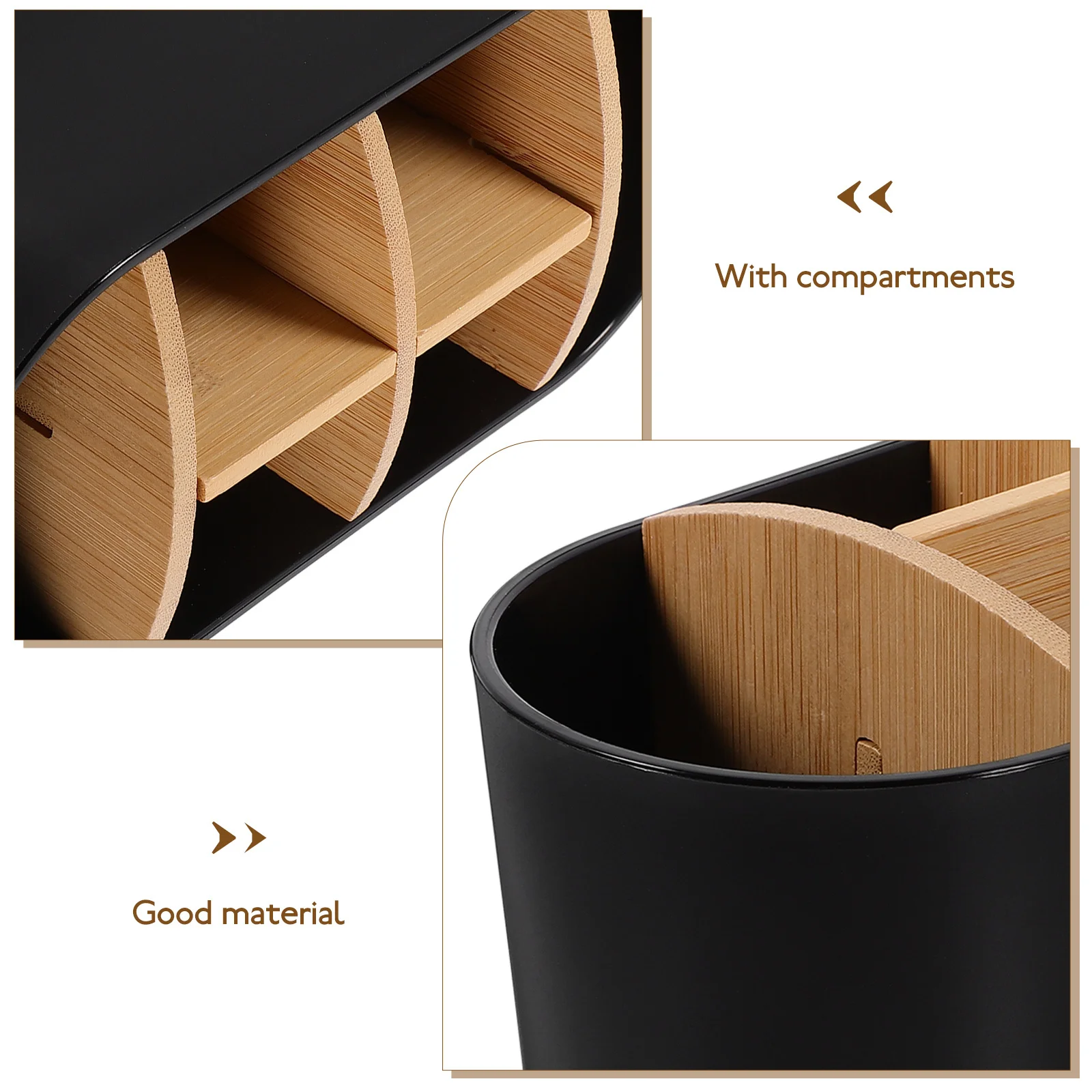 

Elegant Bamboo Toothbrush Holder with Divided Compartments Bathroom Organizer for Toothbrush Toothpaste Holder Clutter-Free