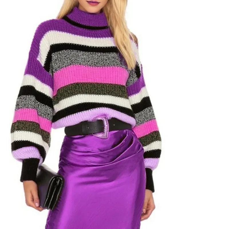 

Knitted Sweater Women's 2025 New Autumn and Winter Turtleneck Lazy Style Temperament Loose Fashion Knitted Bottoming Shirt Women