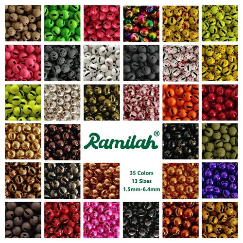 Imagen 2 del producto Paquete de 100 cuentas ranuradas de 32 colores de 1,5-3,5 mm para atado de moscas