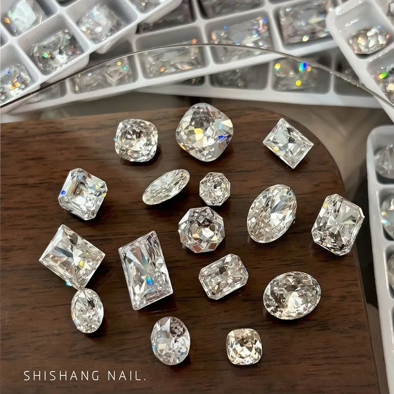 10pcs Shiny Zircon Nail Art Rhinestones 6-13mm Mixed Pointed Bottom Fancy Stones Nail Charms Nail Diamond DIY