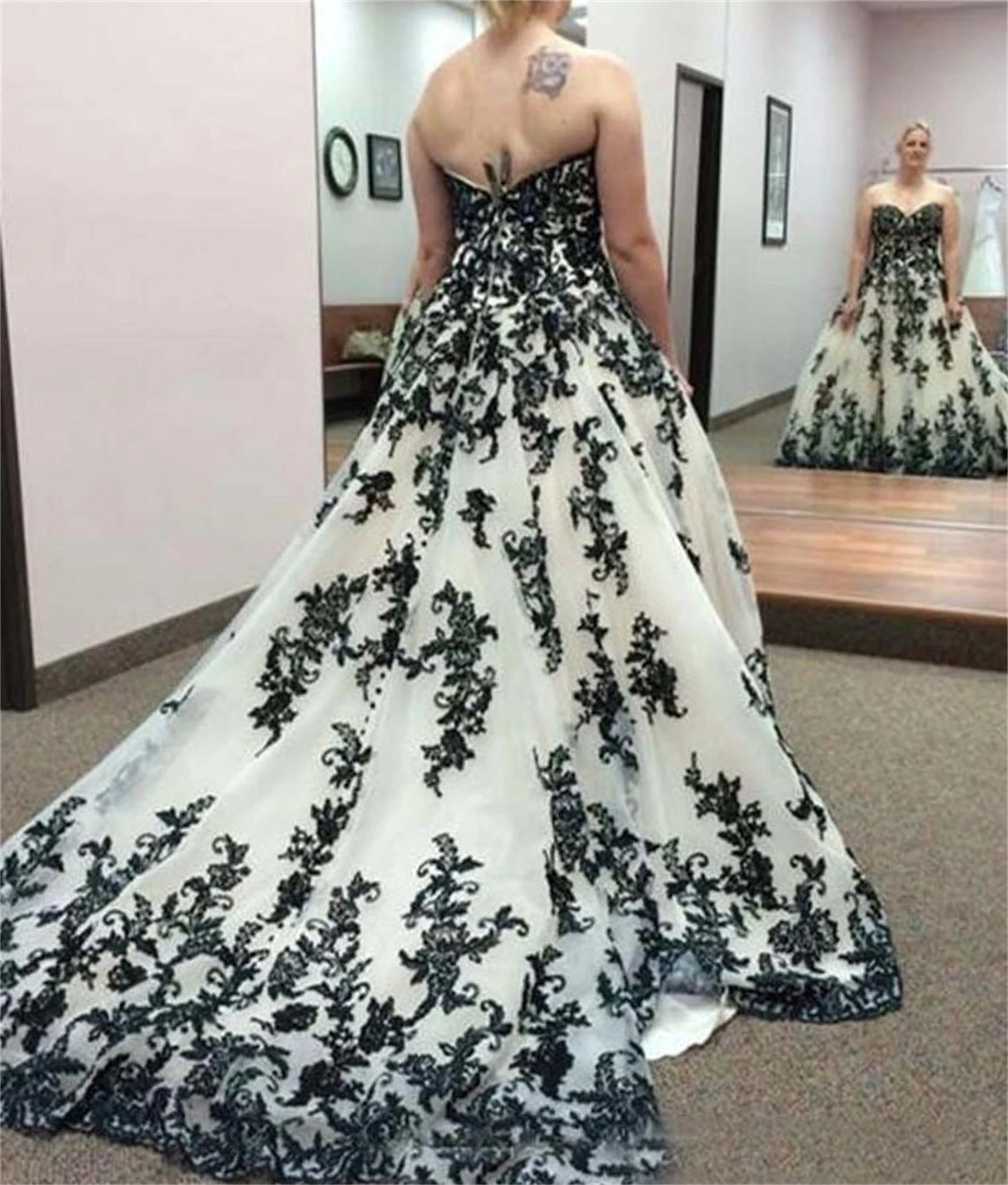 Elegant Evening Dresses for Women customized Black Decal Long Wedding Party Dress Es Tailing Strapless Formal Occasion Dresses