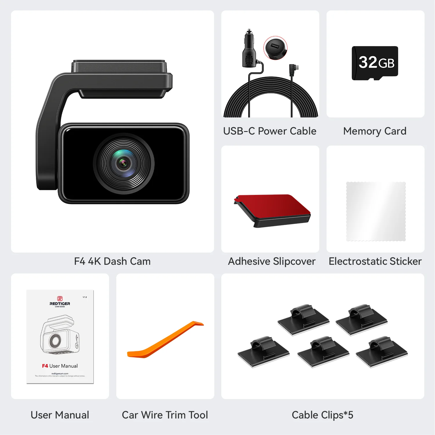 كاميرا REDTIGER F4 4K Dash Cam الأمامية، كاميرا سيارة صغيرة 2.2 بوصة، شاشة لمس 2160P UHD، تحكم صوتي، تتضمن بطاقة 32 جيجابايت، رؤية ليلية #4