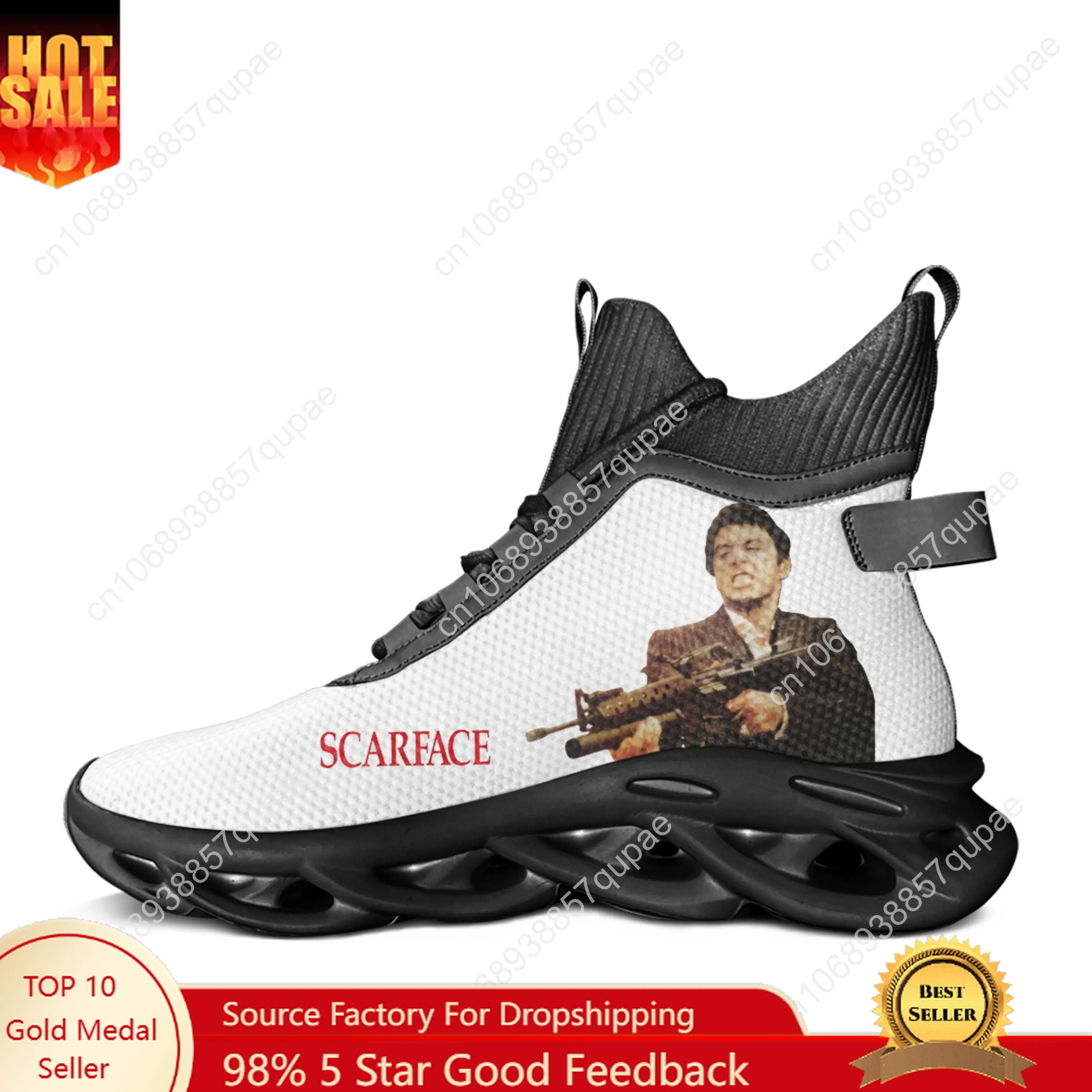 

Scarface High Top Flats Sneakers Al Pacino Mens Womens Sports Running Shoes Quality Sneaker Lace Up Mesh Footwear Custom Shoe