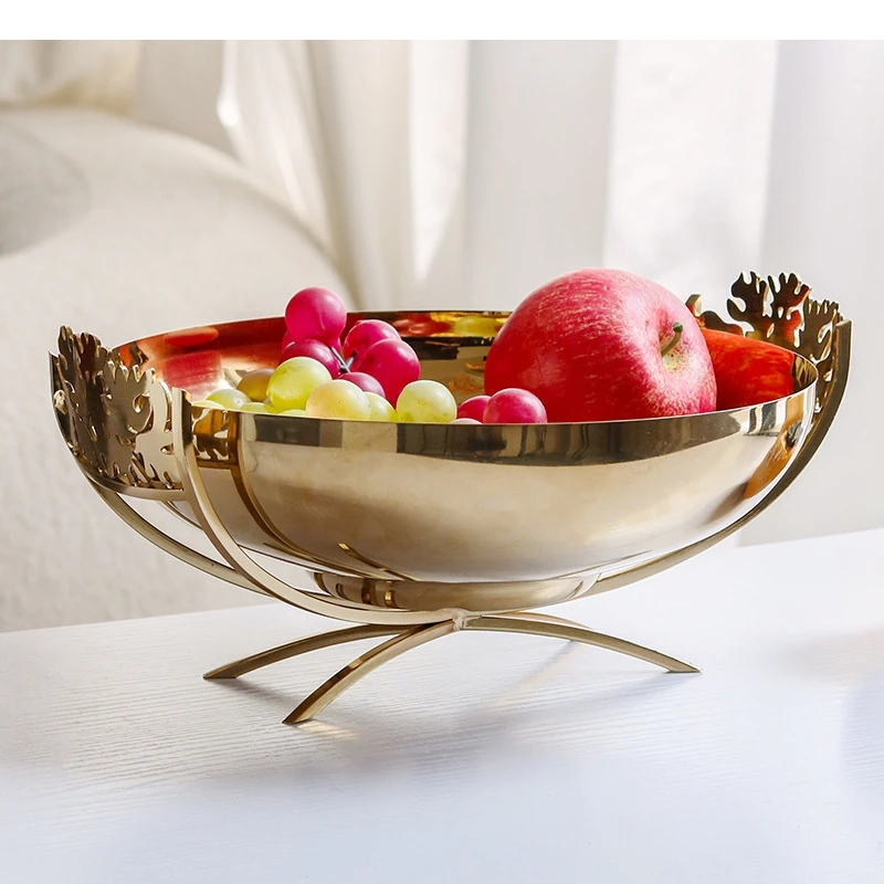 Light Luxury Metal Fruit Plate Living Room Desktop Snack Jewelry Storage Decoration Modern Home Art