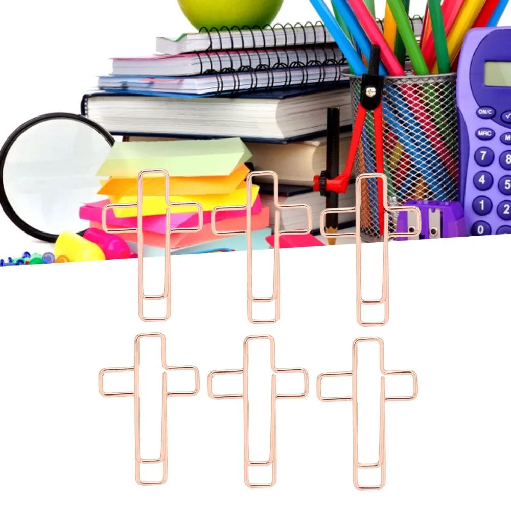 

100PCS Durable Cross Shape Paper Clips Metal Electroplating Metal Paper Clips Small Size 3.5*2cm Paper Clamps Document Sorting