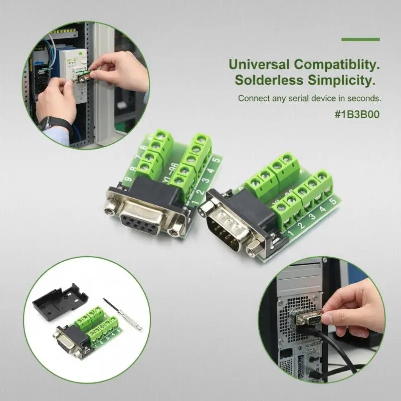 New DB9 Serial COM Transfer-free Solder Terminals RS232 Male Female Connector