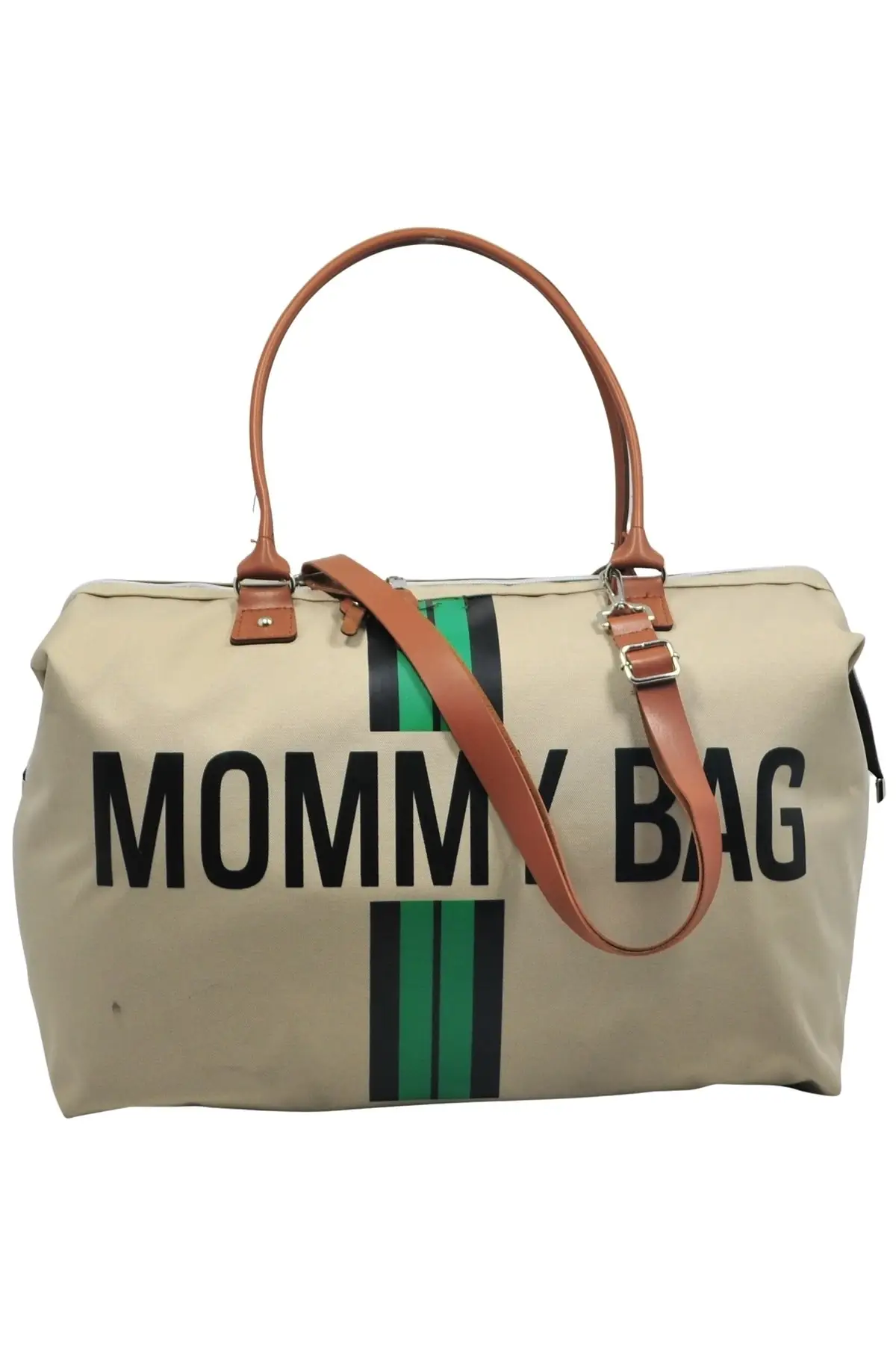 

DOLBOVI Mommy Bag Exclusive design green striped 3-piece Set beige Baby mother Baby care and women Bag Hospital Bag