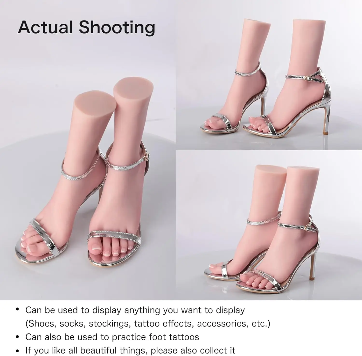 Realistic 1:1 Life Size Silicone Female Feet Model, for Jewelry Display Tattoo Practice Art Collection