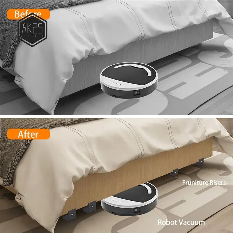 

AK25-4Pc Adjustable Bed Risers 4In Couch Risers For Furniture Thickness 0-1.6In For Table