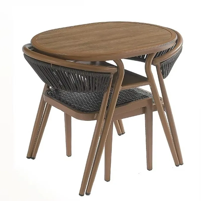 

Competitive Price Modern Small Round Indoor Table Set Wooden Dining Room Table and Cafe Style Chairs