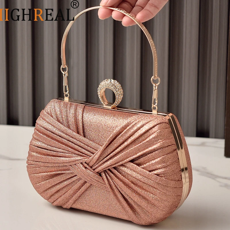 

New Fashion Evening Bag Bow Party Bag Pleated Ladies Evening Dress Bag Red Bridal Bag