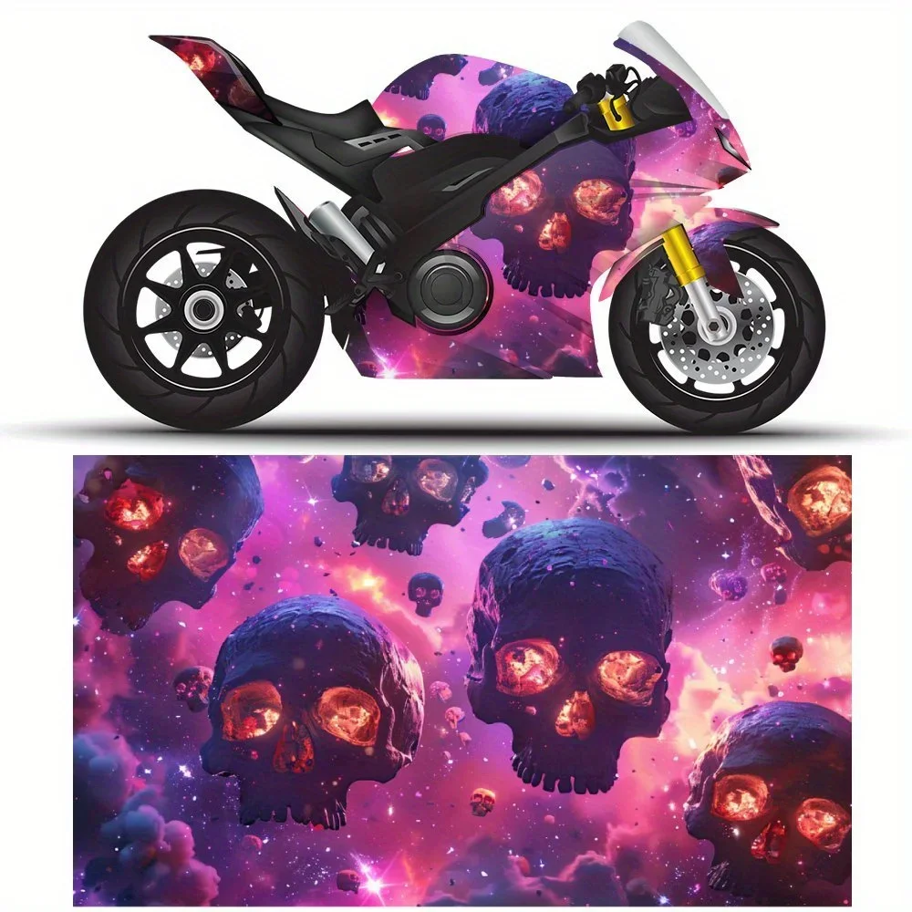 

Mysterious Skulls with Star Scenes Motorcycle Stickers, Durable Car Vinyl Wraps Suitable for Most Vehicles, Car Body Sticker Fil