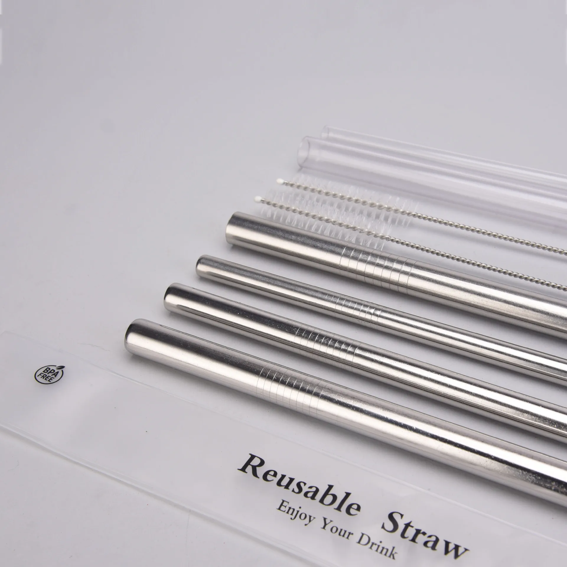 

TRITAN Straw Extended 304 Stainless Steel Metal Straw Set Milk Tea Beverage Reusable Water Cup Straw
