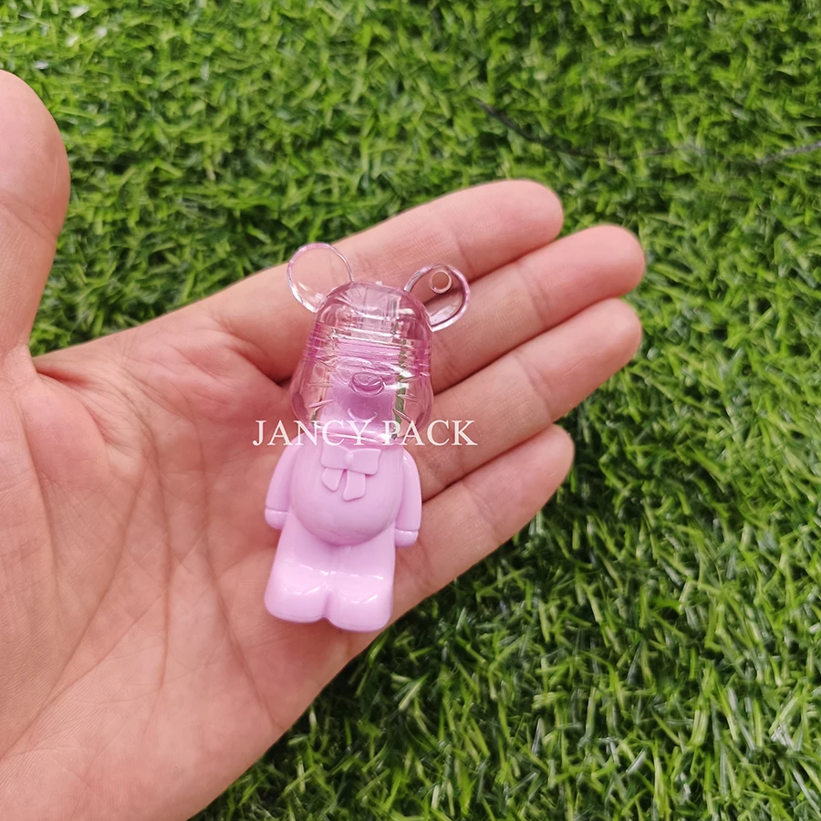 Tube de brillant à lèvres rechargeable en forme d'ours, 3ml, Logo privé, Tubes vides mignons