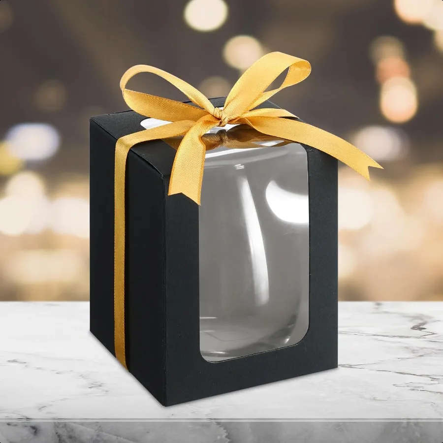 Confezione da 50 scatole regalo Scatola da imballaggio in carta da 9 once nera