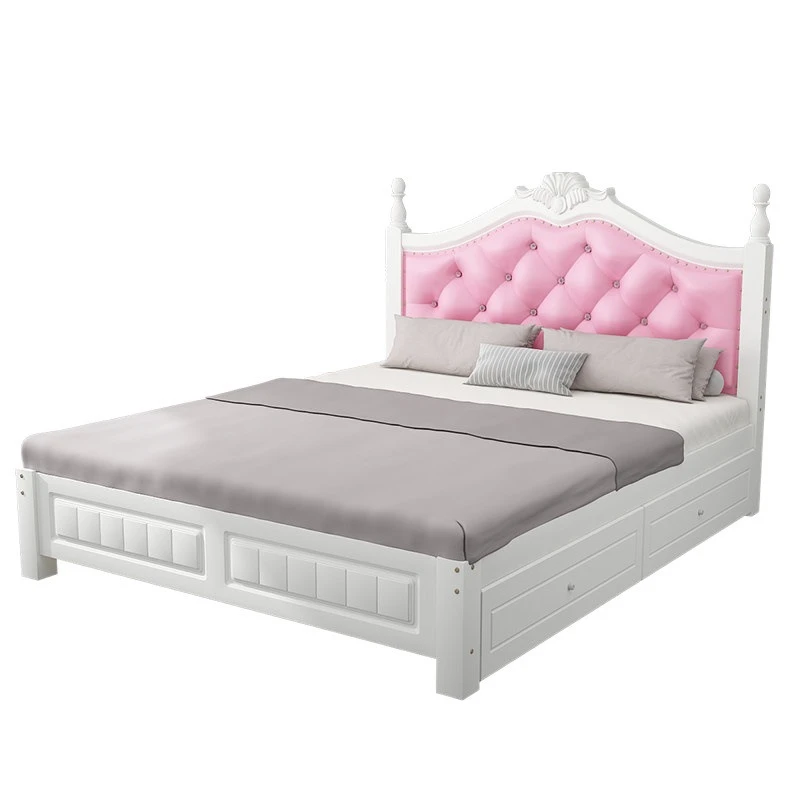 

European solid wood double adult master bedroom children's bed