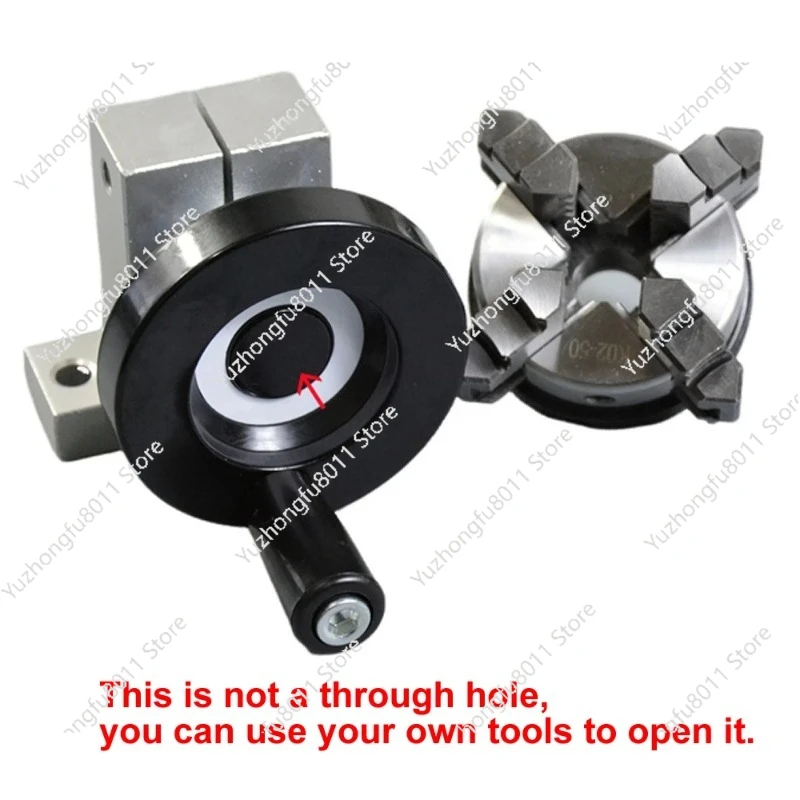4 Jaws 50mm 63mm Chuck Manual Rotation Axis Center Height 35MM Metal Hand Crank 3 Claws Rotating Chuck DIY Woodworking Tools
