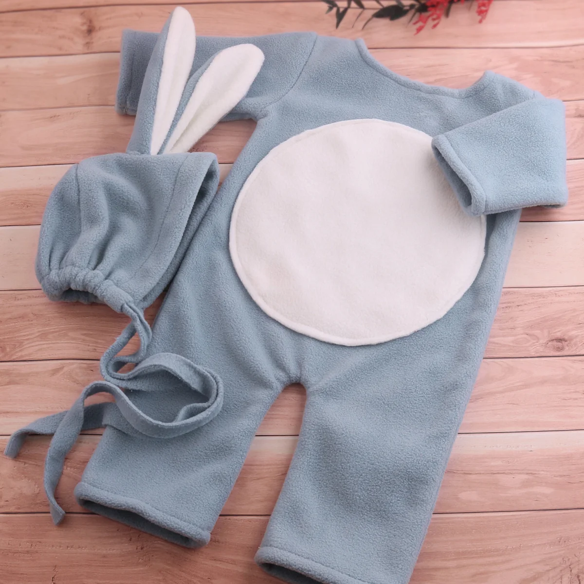 Ylsteed Newborn Photo Shooting Outfits Baby Jumpsuit Overall with Rabbit Ears Hat Infant Photography Accessories