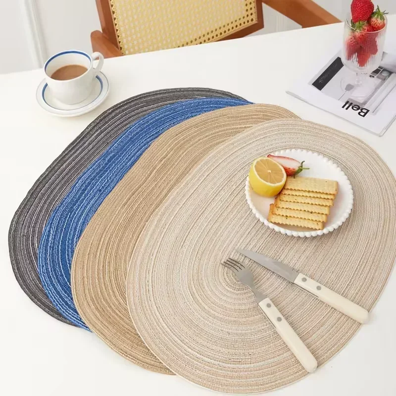 

50*35CM Fashionable Dining Table Patio Mats Oval Braided Table Place Mats Pad Farmhouse Decor Kitchen Accessories