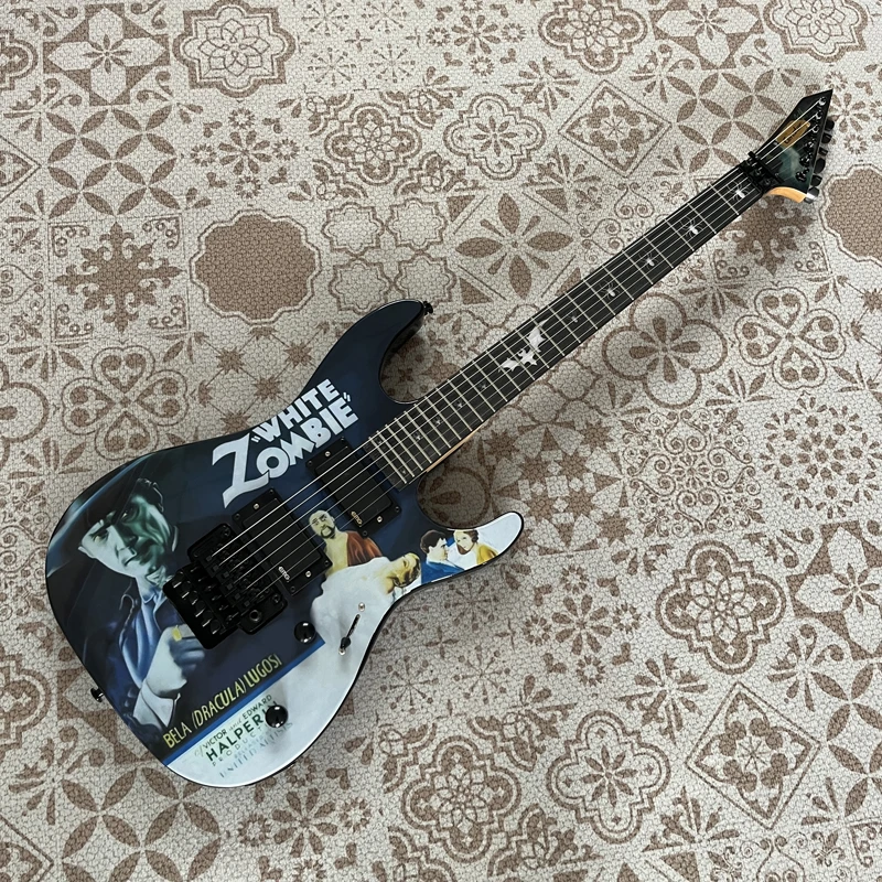 High-quality electric guitar; water transfer decal; double tremolo system; stainless steel frets; in stock with shipping
