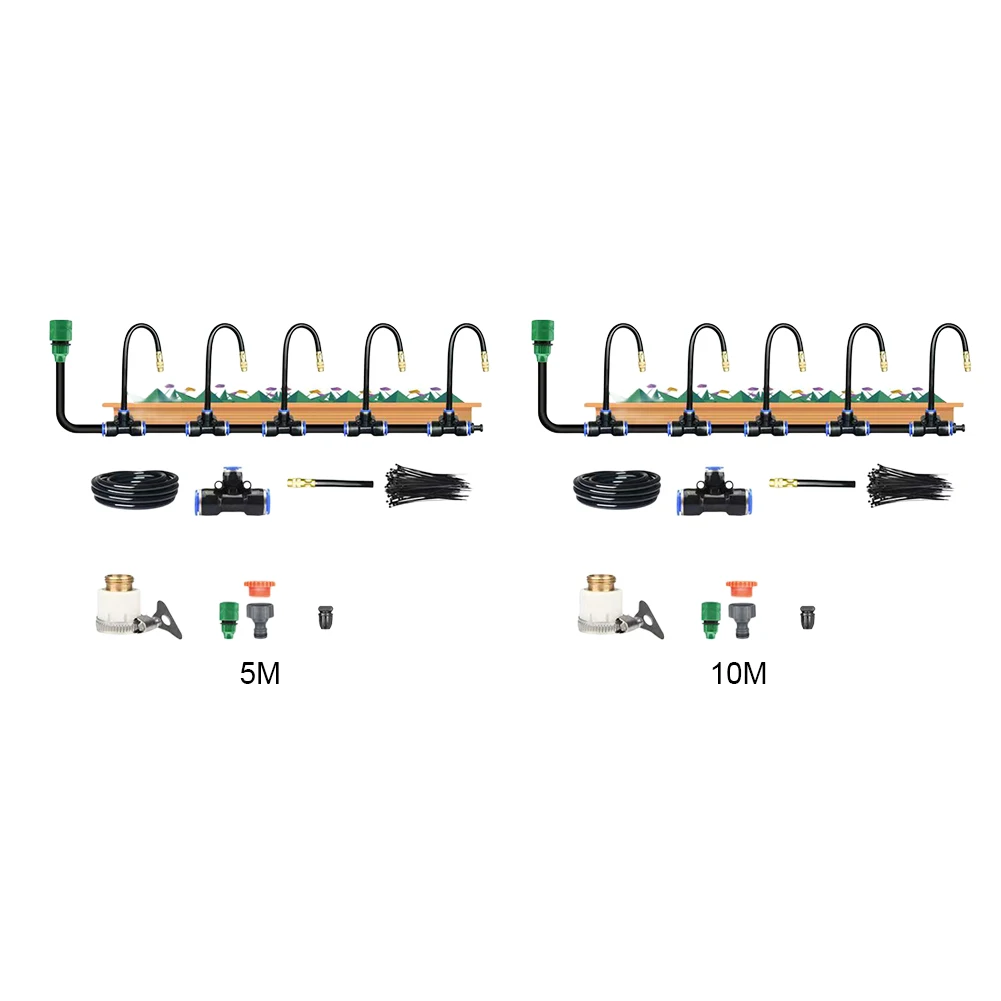 5M/10M Atomizing Sprayer 360 Degree Bend Misting System Kit Balcony Rainforest Sprayer for Garden/Lawn/Agricultural Irrigation