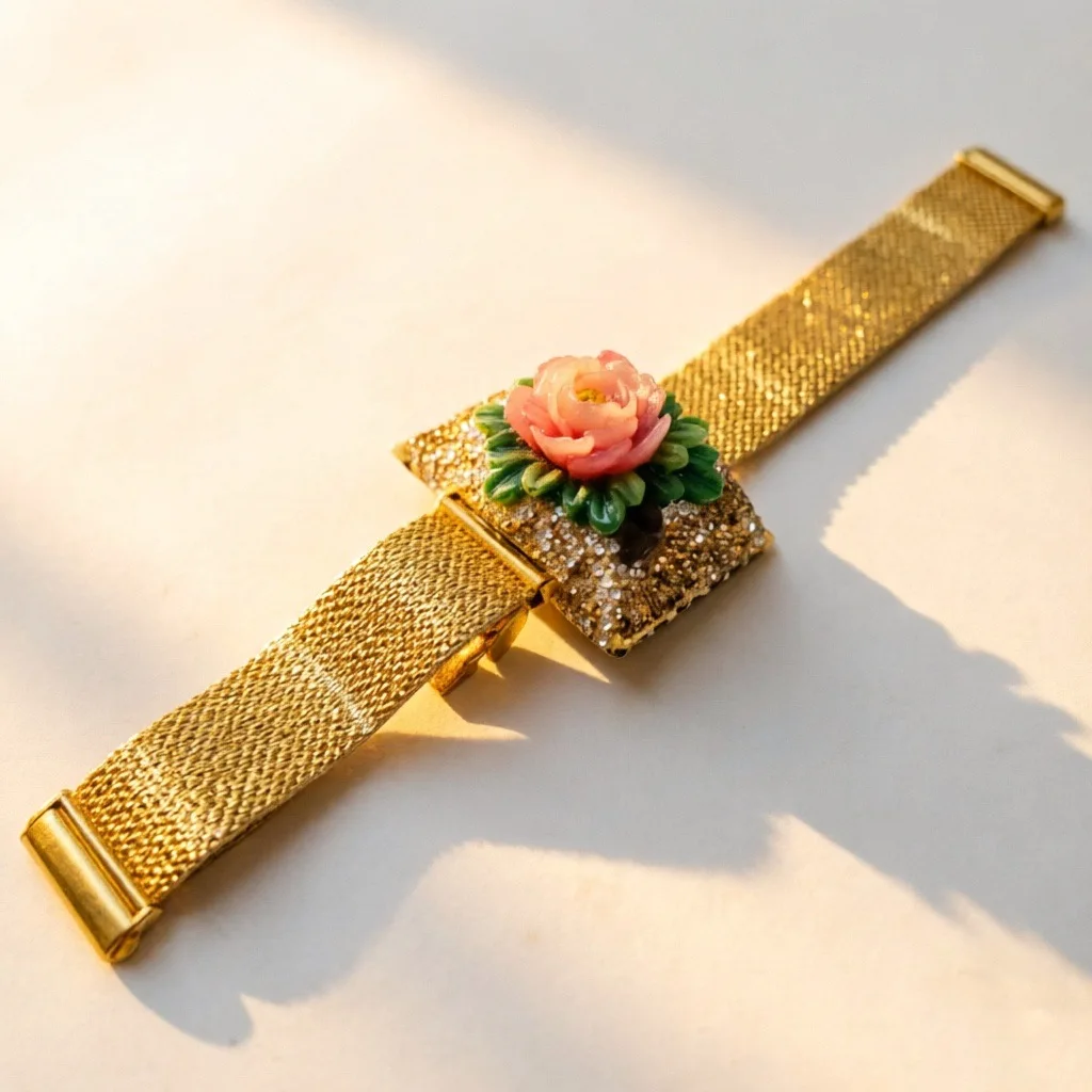 

Браслет-шарм с пионами 2026: Женский, ручной работы, с инкрустацией, в стиле часов, регулируемый, модный аксессуар для вечеринок