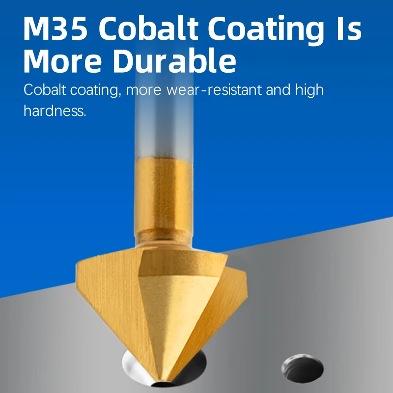 90 gradi HSS cobalto contenente smusso trapano svasato 6,3-40 mm sbavatura 1 flauto/3 flauti strumenti resistenti all'usura e durevoli