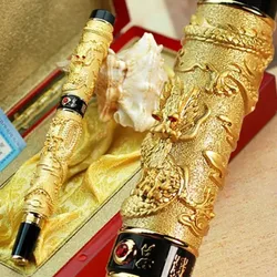 Jinhao Noble Golden Roller Ball Pen Dragon Carved Crystal Stationery School&Office Supplies Luxury Writing Gift Pens