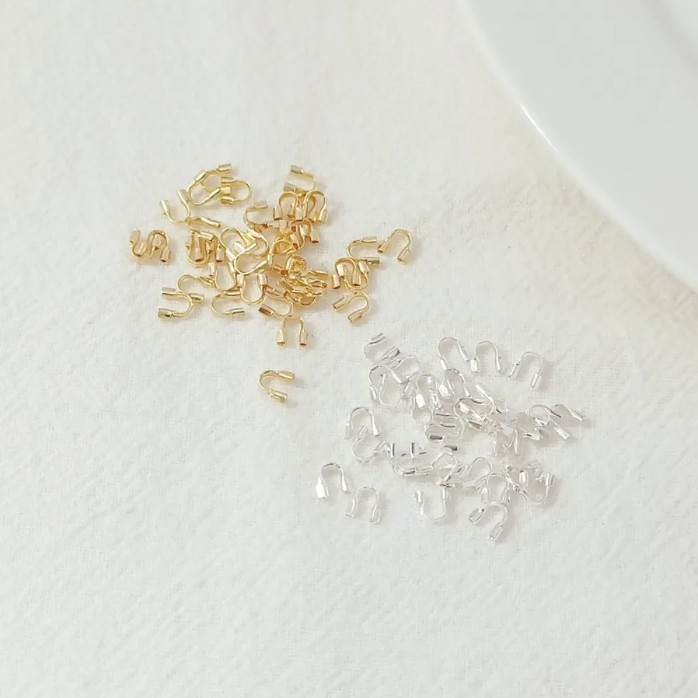 

Серебряная позолоченная U-образная защита проволоки 14 карат с отверстием в трубе с концевой пряжкой, аксессуар из стальной проволоки своими руками из бисера