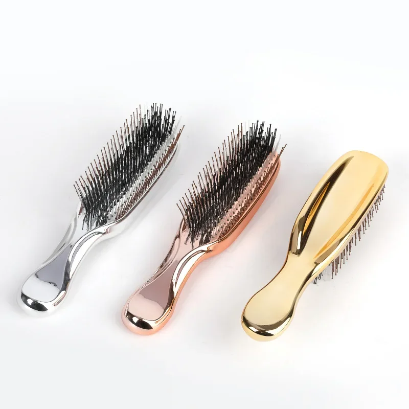 New Scalp Cleaning Electroplating Massage Comb Household Gold-plated Comb Dry And Wet Dual-use Electroplating Hairdressing Comb