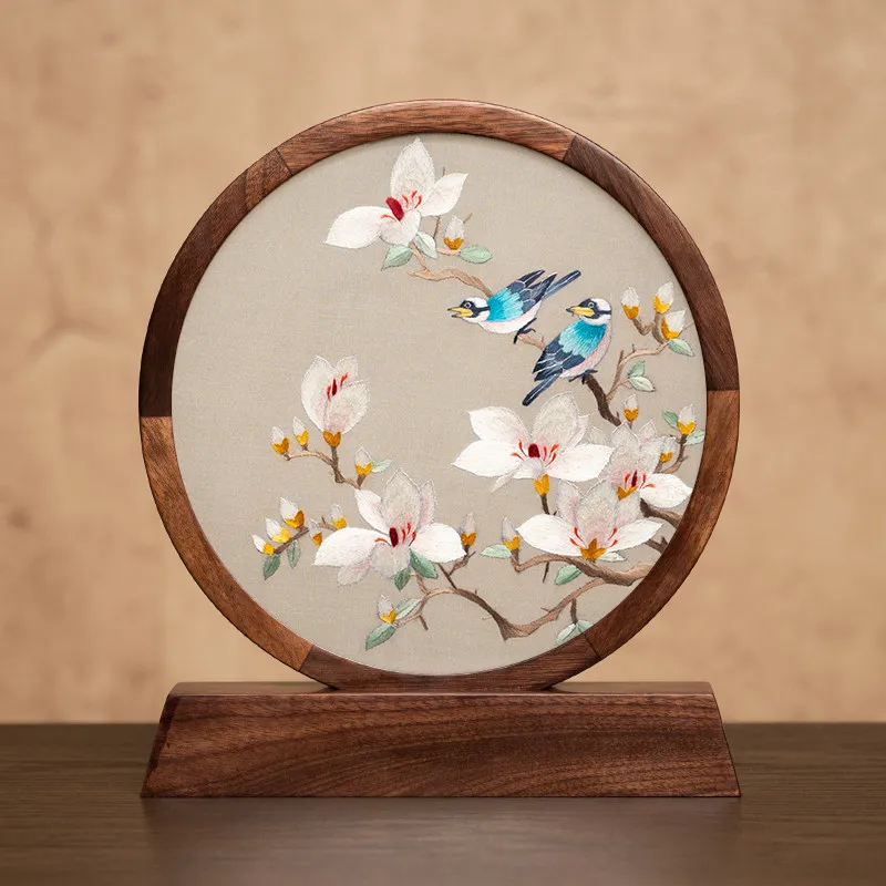 Embroidery beauty ornament Embroidery decoration table Chinese style double-sided embroidery characteristic commemorative gift B