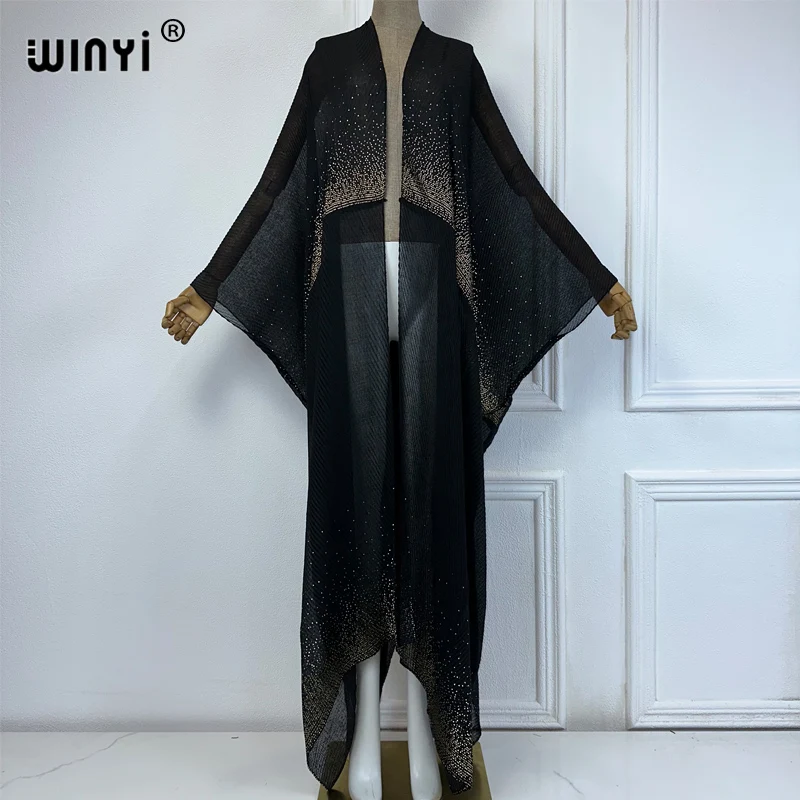 WINYI-Kimono africain pour femmes, cardigan, robe de plage, vêtements de plage, abaya, dubaï, luxe, été, 2024