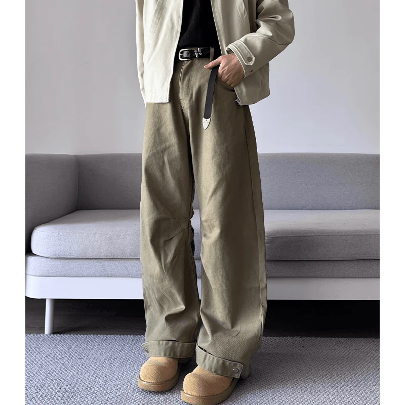 Plones vaqueros americanos Retro con borde de cuchillo para hombre, ropa de trabajo pada de calle, plones hoados...