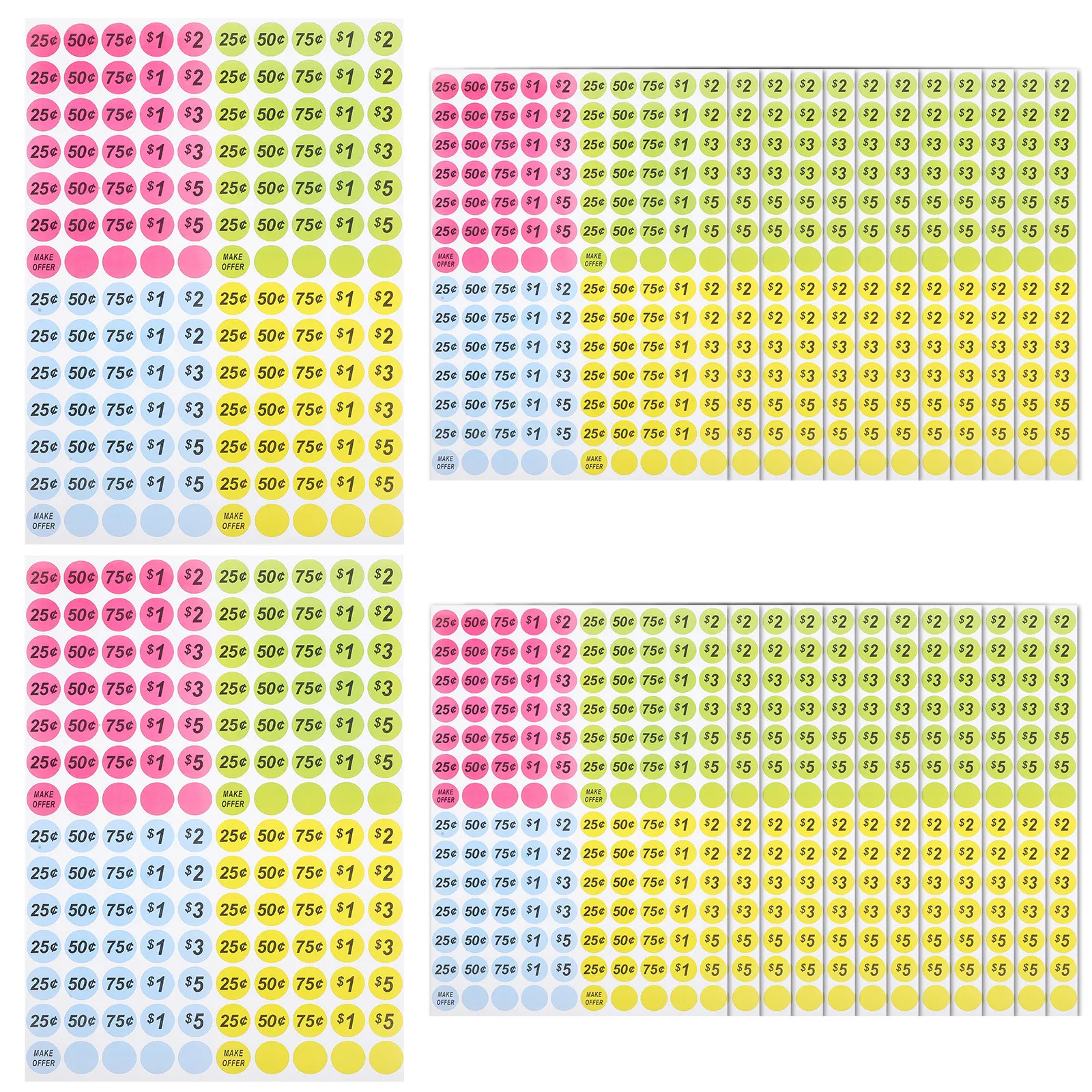 

25 Sheets Price Tags Stickers Bright Easy-to-Use Pricing Labels for Market Supermarket Sale Price Label Small