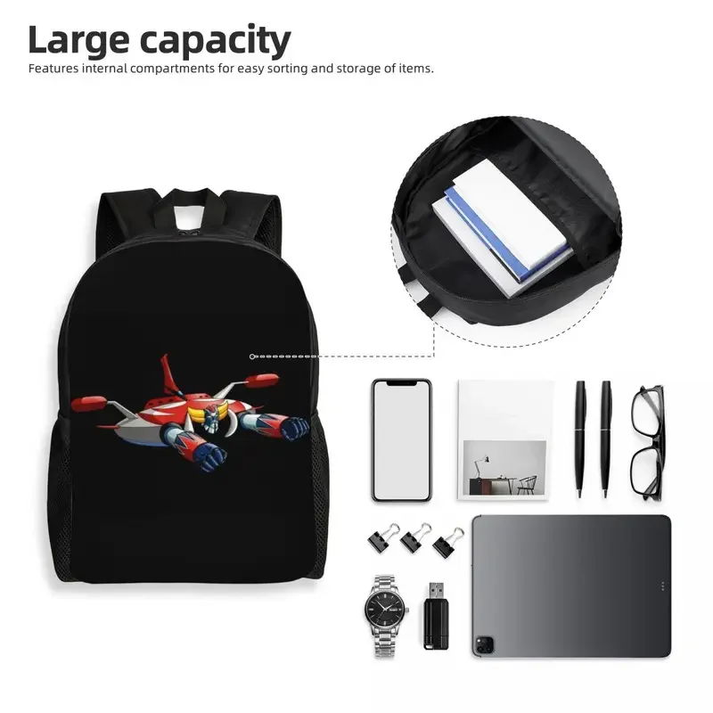 Customized UFO Goldorak Grendizer Robot Travel Backpack School Computer Bookbag Anime Manga College Student Daypack Bags