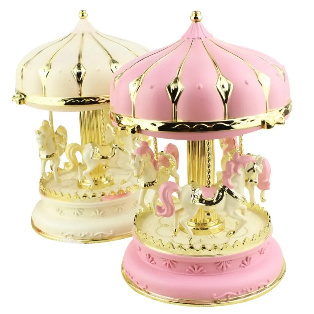 Creative Colorful Carousel Music Box Cute Girly Heart Carousel Ornaments Handmade Carousel Children Girls