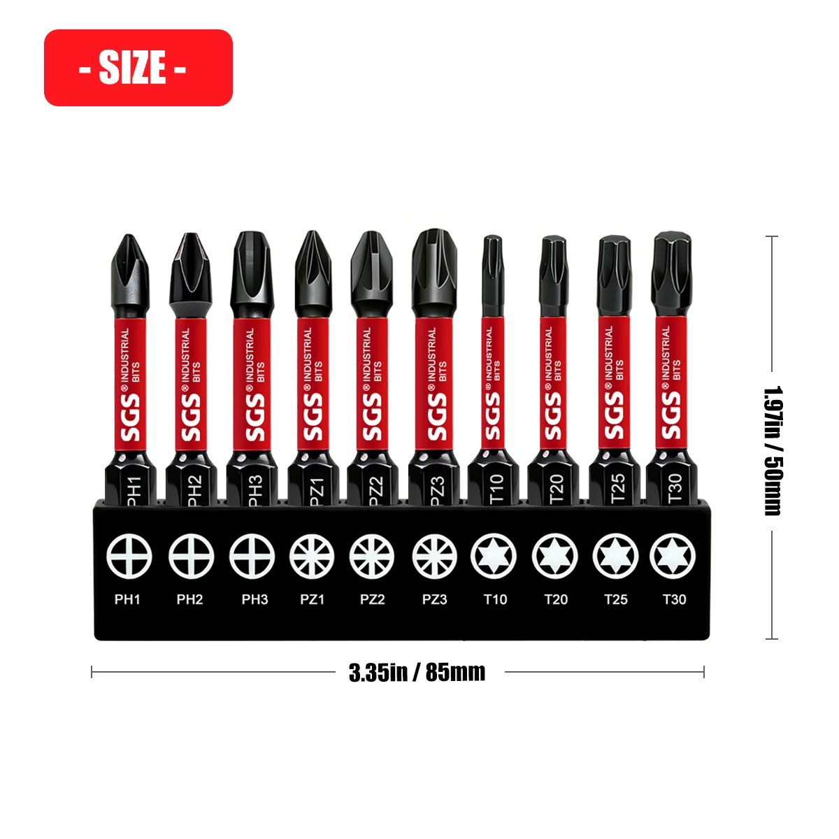 10-Piece Set of Durable Mixed Screwdriver Bits, 50mm, Industrial Grade, One Set Covers Phillips / Torx / Star Screw Repair, Meeting the Needs of Fastening and Disassembly in Multiple Scenarios