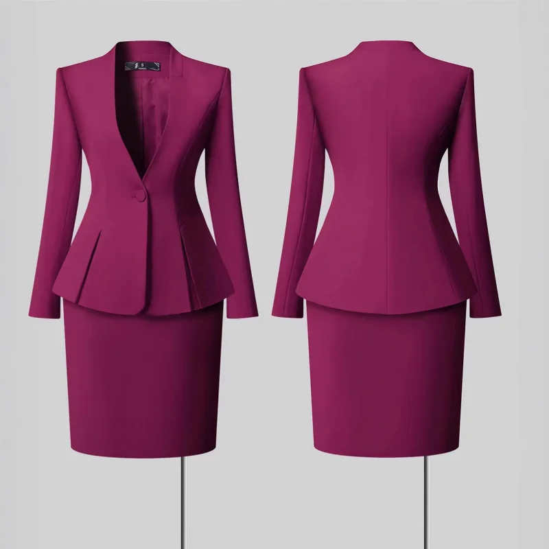 Long-sleeved blazer for women, pants, spring, autumn, winter business formal attire, elegant skirt suit, workwear, professional